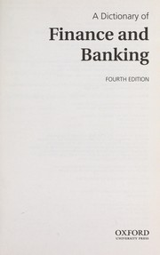 A dictionary of finance and banking by Jonathan Law, Barry Brindley
