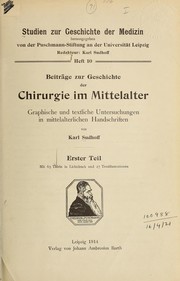 Cover of: BeitrÃ¤ge zur Geschichte der Chirurgie im Mittelalter by Karl Sudhoff