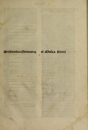 Cover of: Arithmetica geometria et musica Boetii