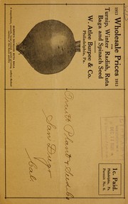 Cover of: Wholesale prices for turnip, winter radish, and spinach seed | W. Atlee Burpee Company
