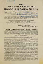 Cover of: 1913 wholesale price list [of] Goodell's pansy seeds also other reasonable specialties