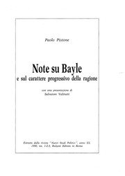 Note su Bayle e sul carattere progressivo della ragione by Paolo Pistone
