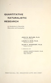 Cover of: Quantitative naturalistic research: an introduction to naturalistic observation and investigation