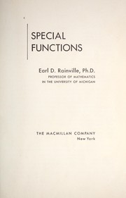 Special functions by Earl David Rainville