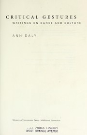 Critical Gestures by Ann Daly