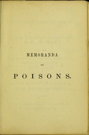 Cover of: Memoranda on poisons by Thomas Hawkes Tanner