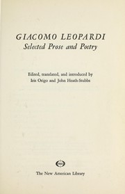 Cover of: Selected prose and poetry. by Giacomo Leopardi