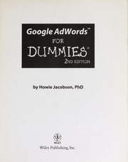 Cover of: Google AdWords for dummies by Howie Jacobson, Howie Jacobson