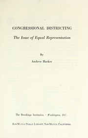 Cover of: Congressional districting; the issue of equal representation by 