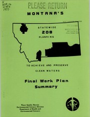 Cover of: Summary of the final work plan for Statewide Section 208 water quality management plan