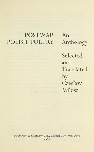 Postwar Polish Poetry by Czesław Miłosz