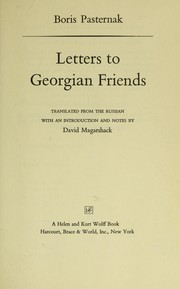 Cover of: Letters to Georgian friends. by Boris Leonidovich Pasternak