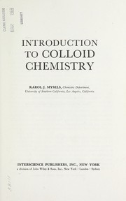 Cover of: Introduction to colloid chemistry.