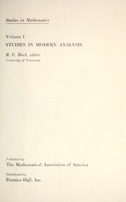 Cover of: Studies in modern analysis. | Robert Creighton Buck