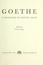 Cover of: Goethe; a collection of critical essays. by Victor Lange