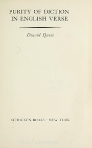 Cover of: Purity of diction in English verse. by Davie, Donald.