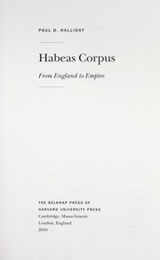 Cover of: Habeas corpus: from England to empire