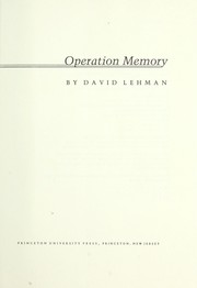 Cover of: Operation memory