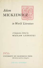 Cover of: Adam Mickiewicz in world literature: a symposium.