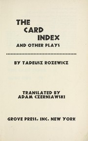 The card index, and other plays by Tadeusz Różewicz