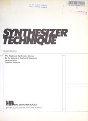 Cover of: Synthesizer technique by by the editors of Keyboard magazine.