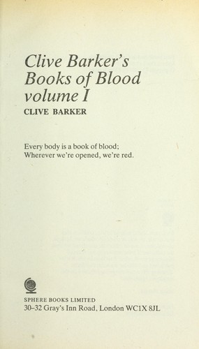 Clive Barker's books of blood (1984 edition) | Open Library