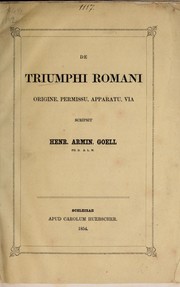 Cover of: De triumphi romani: origine, permissu, apparatu, via