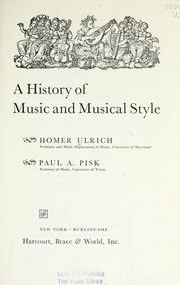 Cover of: A history of music and musical style