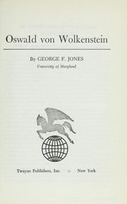 Cover of: Oswald von Wolkenstein by George Fenwick Jones