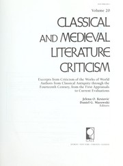 Cover of: Classical and Medieval Literature Criticism by Jelena O. Krstovic