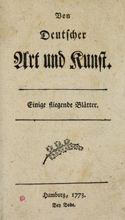 Cover of: Von deutscher Art und Kunst: einiege fliegende Blätter.