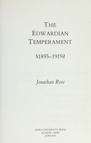 Cover of: The Edwardian temperament, 1895-1919