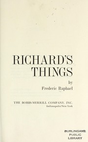 Cover of: Richard's things by Raphael, Frederic