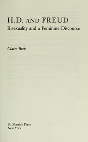Cover of: H.D. and Freud : bisexuality and a feminine discourse by 