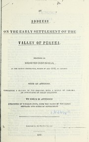 Cover of: An address on the early settlement of the Valley of Pequea