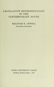 Cover of: Legislative representation in the contemporary South