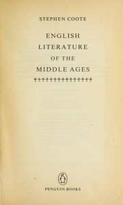 Cover of: English literature of the Middle Ages by Stephen Coote