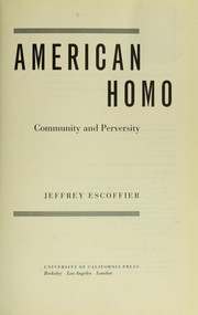 Cover of: American Homo: Community and Perversity