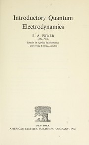 Cover of: Introductory quantum electrodynamics by E. A. Power