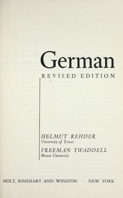 Cover of: German by Helmut Rehder