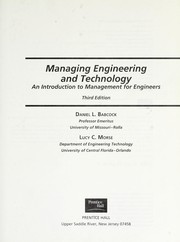 Cover of: Managing engineering and technology by Daniel L. Babcock