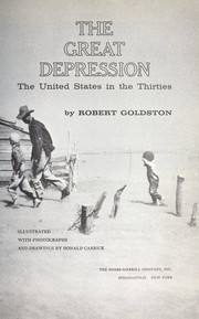 Cover of: The great depression: the United States in the thirties