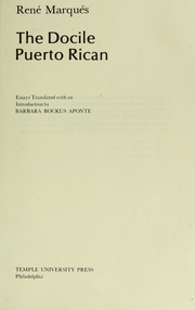 Cover of: The docile Puerto Rican by René Marqués