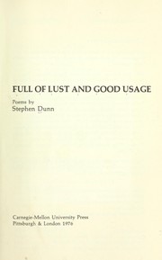 Cover of: Full of lust and good usage : poems