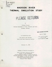 Madison River thermal simulation study by E. Richard Vincent