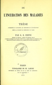 De l'incubation des maladies by Adolphe Georges Gaspard Joseph Simonis Empis