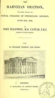 Cover of: The Harveian oration by John Elliotson