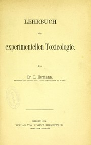 Cover of: Lehrbuch der experimentellen Toxicologie