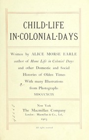 Cover of: Child life in colonial days