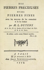 Cover of: Des pierres précieuses et des pierres fines by Louis Dutens